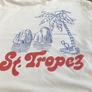 White Graphic T-Shirt with Palm Tree Design